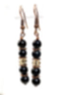 Thumbnail: Shungite + Smokey Quartz Antique Copper Dangle Earrings