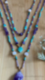 Thumbnail: Amethyst Amazonite Multi Gemstone Layered Statement Necklace