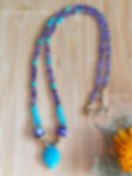 Thumbnail: Amethyst Amazonite Multi Gemstone Layered Statement Necklace