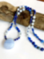 Thumbnail: Lapis Lazuli with Aquamarine + Blue Lace Agate Necklace