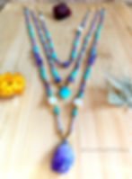 Thumbnail: Amethyst Amazonite Multi Gemstone Layered Statement Necklace
