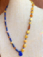 Thumbnail: Butterscoch Baltic Amber Lapis Lazuli Necklace