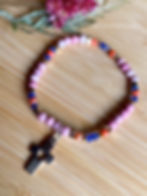 Thumbnail: Christian Cross Rhodonite with Austrian Crystals Bracelet