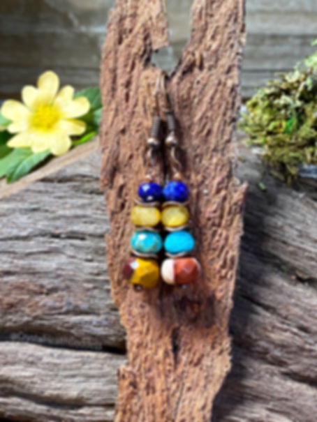 Mookaite Amazonite Lapis Lazuli Tiger Eye Earrings