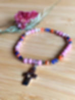 Thumbnail: Christian Cross Rhodonite with Austrian Crystals Bracelet