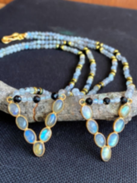 Labradorite Necklace with Black Onyx