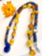 Thumbnail: Butterscoch Baltic Amber Lapis Lazuli Necklace