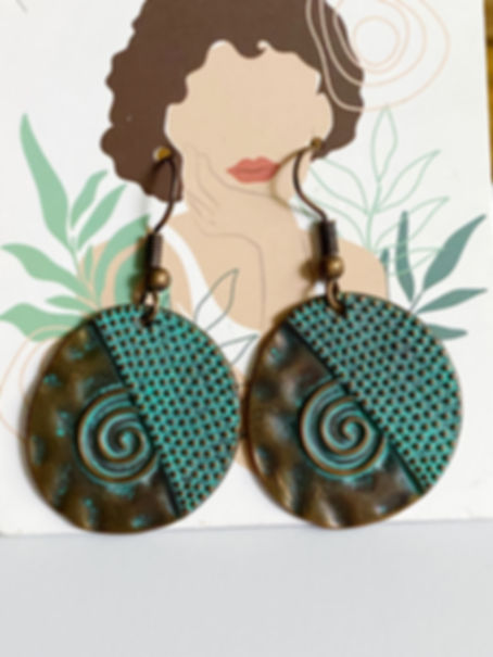 Vintage Green Patina Boho Style Earrings