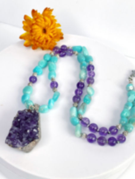 Amazonite with Amethyst Necklace