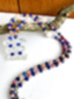 Thumbnail: Rhodochrosite Necklace With Lemurian Seed Quartz + Muli-Gemstones
