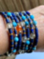 Thumbnail: Lapis Lazuli Multi Gemstone Wrap Bracelet Orange Design