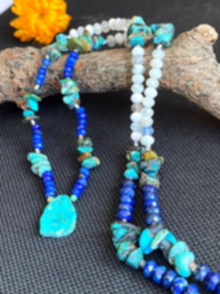 Lapis Lazuli + Turquoise + Moonstone Necklace