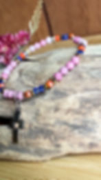Thumbnail: Christian Cross Rhodonite with Austrian Crystals Bracelet