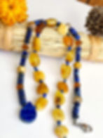 Thumbnail: Butterscoch Baltic Amber Lapis Lazuli Necklace