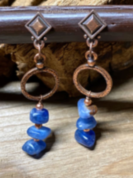 Blue Kyanite Antique Copper Earrings