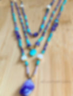 Thumbnail: Amethyst Amazonite Multi Gemstone Layered Statement Necklace