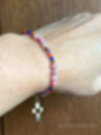 Thumbnail: Christian Cross Rhodonite with Austrian Crystals Bracelet