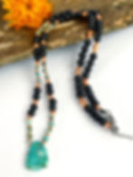 Thumbnail: Shungite Necklace With Turquoise+ Copper