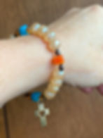 Thumbnail: Christian Cross Paraiba Blue Apatite with Austrian Crystals Bracelet