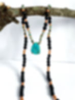 Thumbnail: Shungite Necklace With Turquoise+ Copper