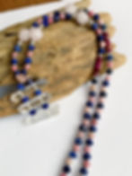 Thumbnail: Rhodochrosite Necklace With Lemurian Seed Quartz + Muli-Gemstones