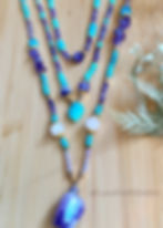 Thumbnail: Amethyst Amazonite Multi Gemstone Layered Statement Necklace
