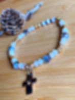 Thumbnail: Christian Cross Moonstone + Austrian Crystals Bracelet