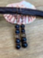 Thumbnail: Shungite + Smokey Quartz Antique Copper Dangle Earrings