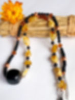 Thumbnail: Shungite with Butterscoch Baltic Amber Necklace