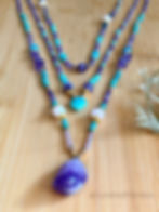 Thumbnail: Amethyst Amazonite Multi Gemstone Layered Statement Necklace