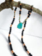 Thumbnail: Shungite Necklace With Turquoise+ Copper