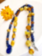 Thumbnail: Butterscoch Baltic Amber Lapis Lazuli Necklace
