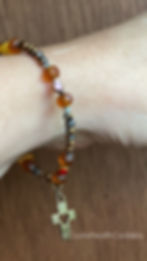Thumbnail: Christian Cross Baltic Amber with Austrian Crystals Bracelet