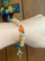 Thumbnail: Christian Cross Paraiba Blue Apatite with Austrian Crystals Bracelet