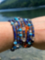 Thumbnail: Lapis Lazuli Multi Gemstone Wrap Bracelet Orange Design
