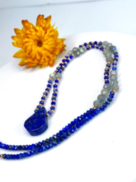 Lapis Lazuli + Labradorite Necklace with Genuine Copper Beads