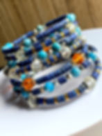 Thumbnail: Lapis Lazuli Multi Gemstone Wrap Bracelet Orange Design
