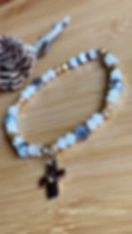 Thumbnail: Christian Cross Moonstone + Austrian Crystals Bracelet