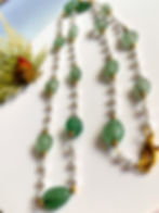 Thumbnail: Aventurine + Pearl Necklace Bracelet Jewelry Set