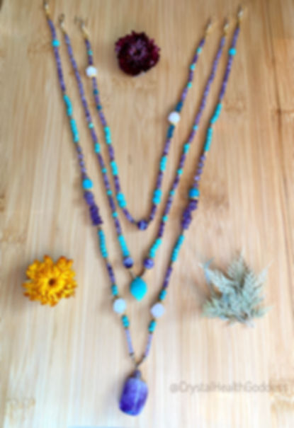 Amethyst Amazonite Multi Gemstone Layered Statement Necklace