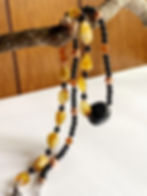 Thumbnail: Shungite with Butterscoch Baltic Amber Necklace