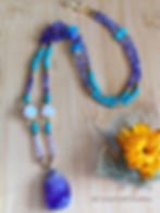 Thumbnail: Amethyst Amazonite Multi Gemstone Layered Statement Necklace
