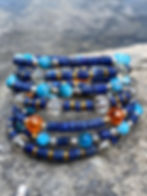 Thumbnail: Lapis Lazuli Multi Gemstone Wrap Bracelet Orange Design