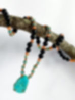 Thumbnail: Shungite Necklace With Turquoise+ Copper