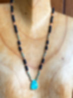 Thumbnail: Shungite Necklace With Turquoise+ Copper