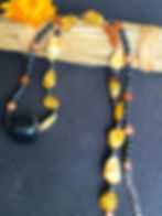 Thumbnail: Shungite with Butterscoch Baltic Amber Necklace