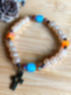 Thumbnail: Christian Cross Paraiba Blue Apatite with Austrian Crystals Bracelet