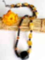 Thumbnail: Shungite with Butterscoch Baltic Amber Necklace