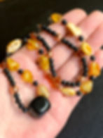Thumbnail: Shungite with Butterscoch Baltic Amber Necklace